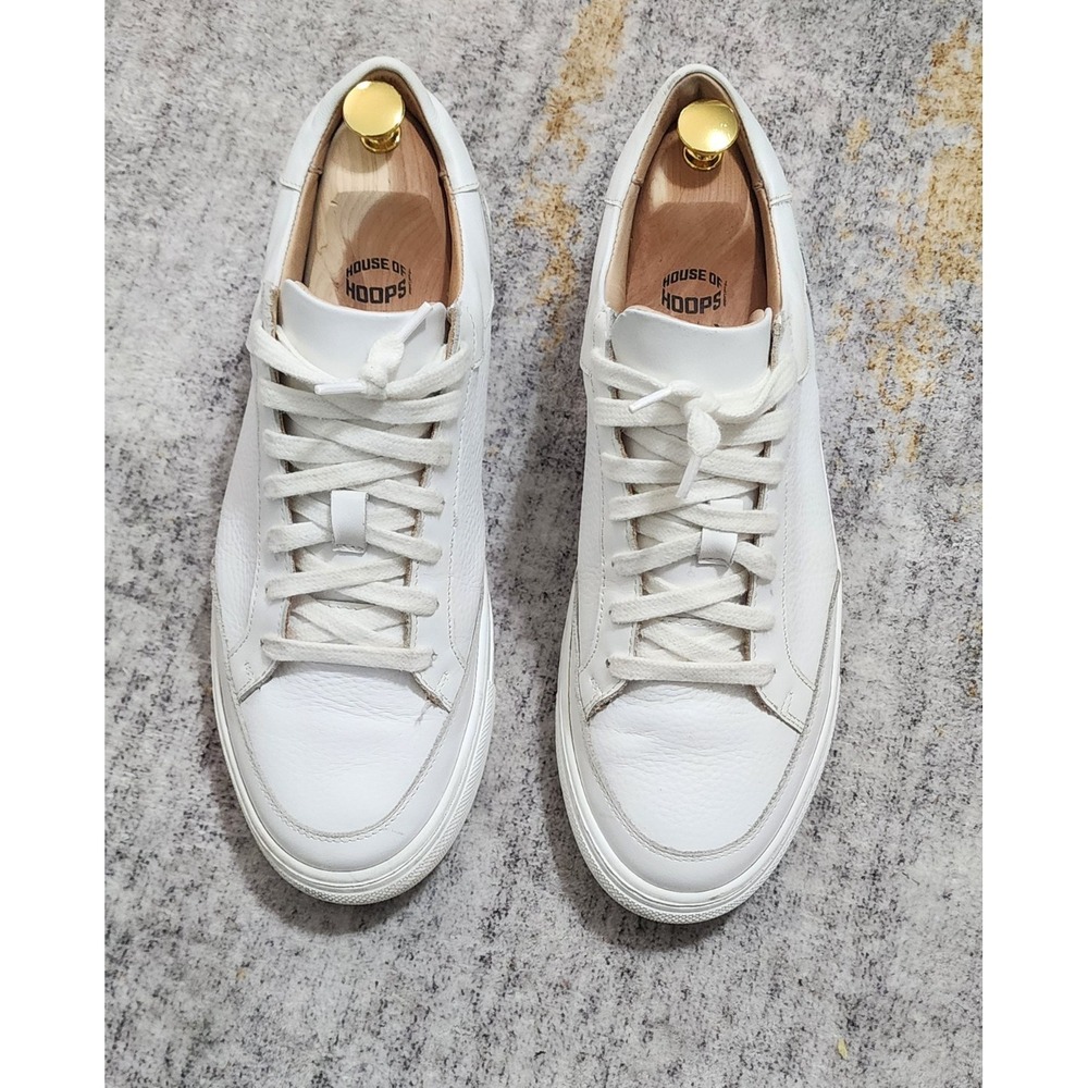 Suitsupply Men's White Grained Calf Leather Sneaker Size EU44 UK10 US11 FW1472